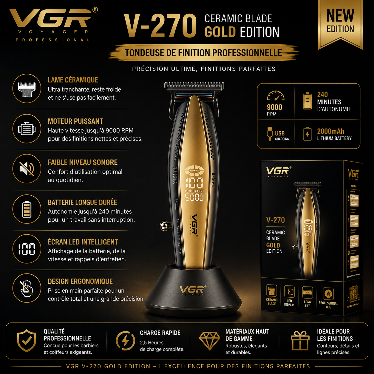 VGR V-270 Ceramic Blade Gold Edition