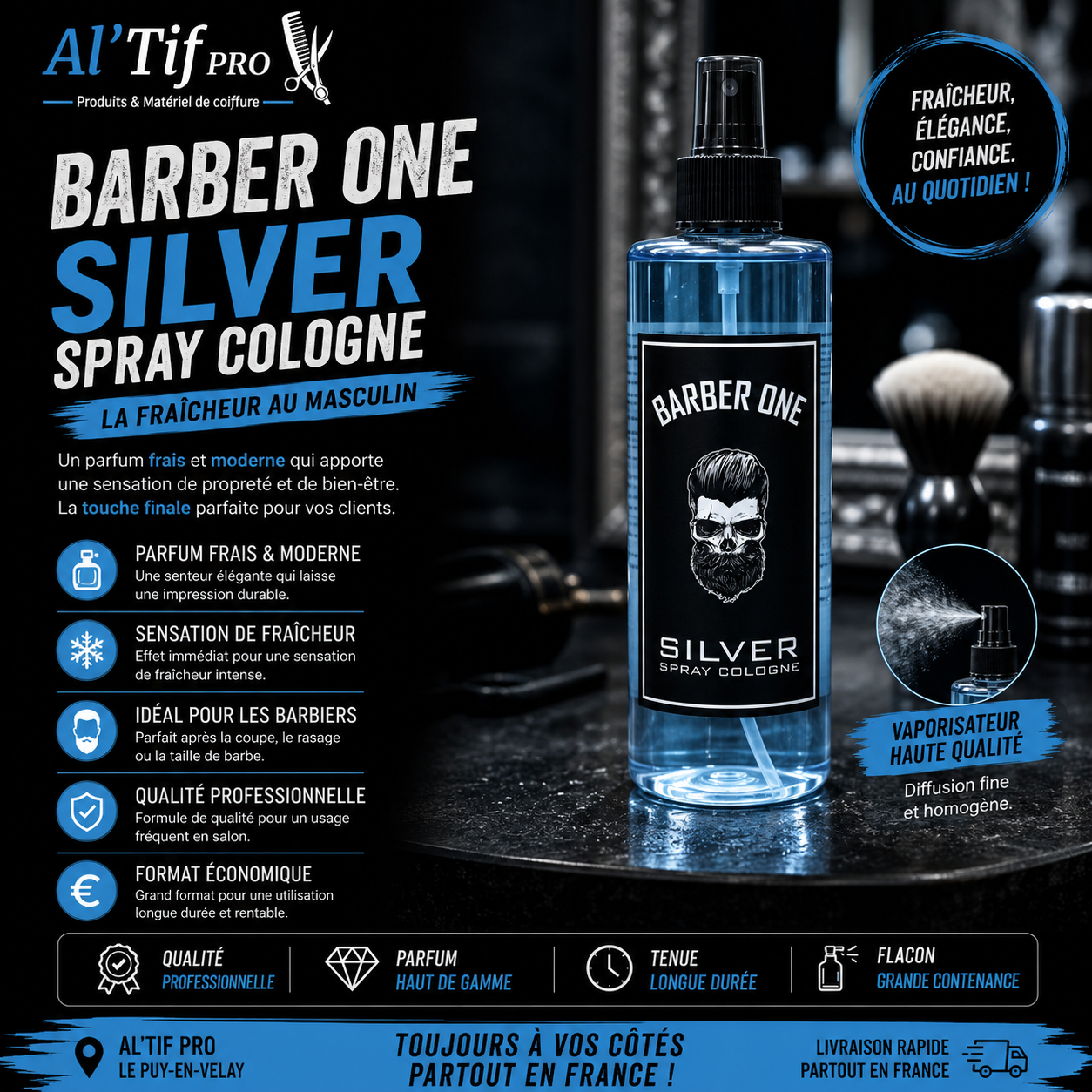X24 Eau de Cologne BarberOne SILVER 400ML