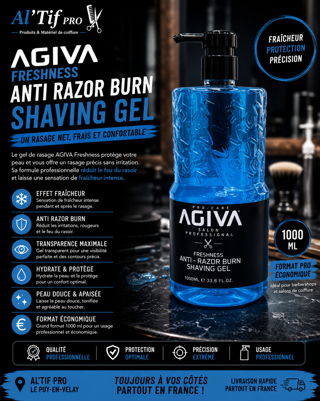 x2 AGIVA SHAVING GEL 1000ML