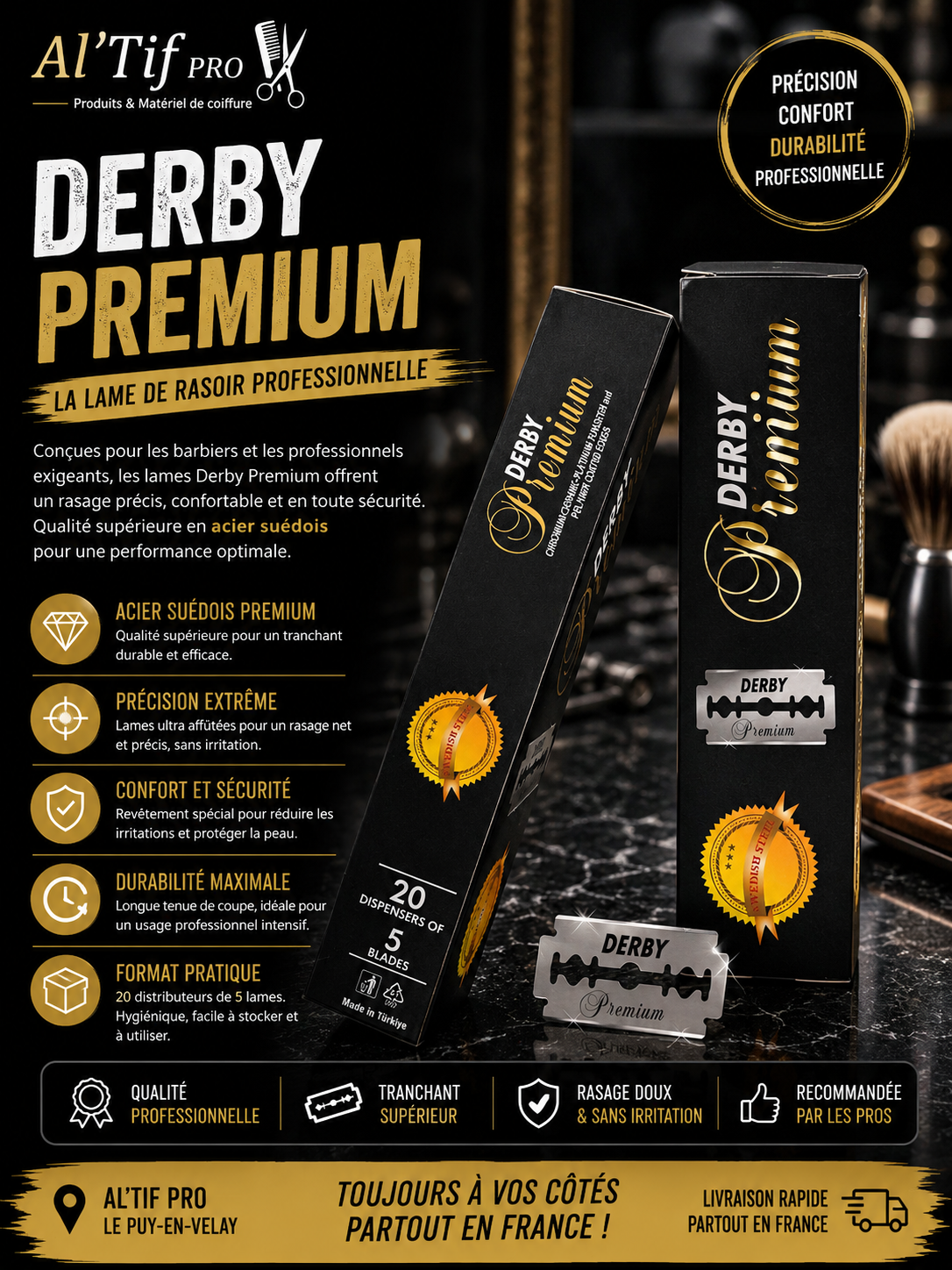 DERBY LAME DE RASOIR PROFESSIONNEL 200pcs