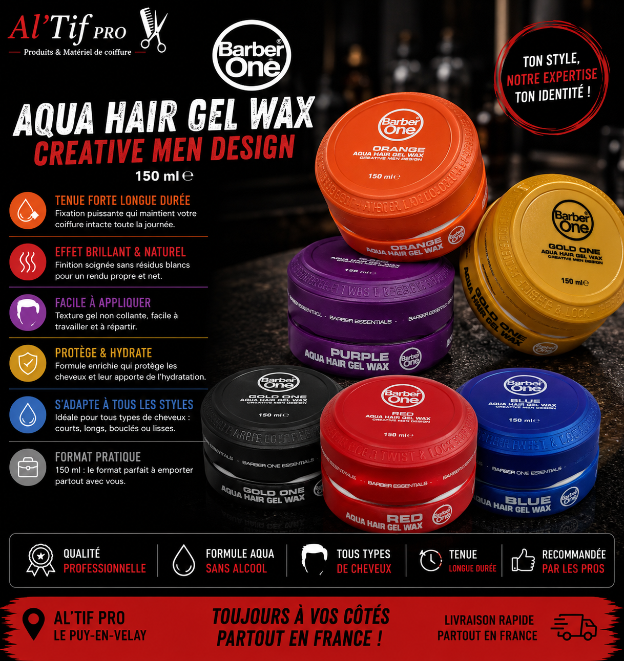 x48 BarberOne Aqua Hair Wax mélangés