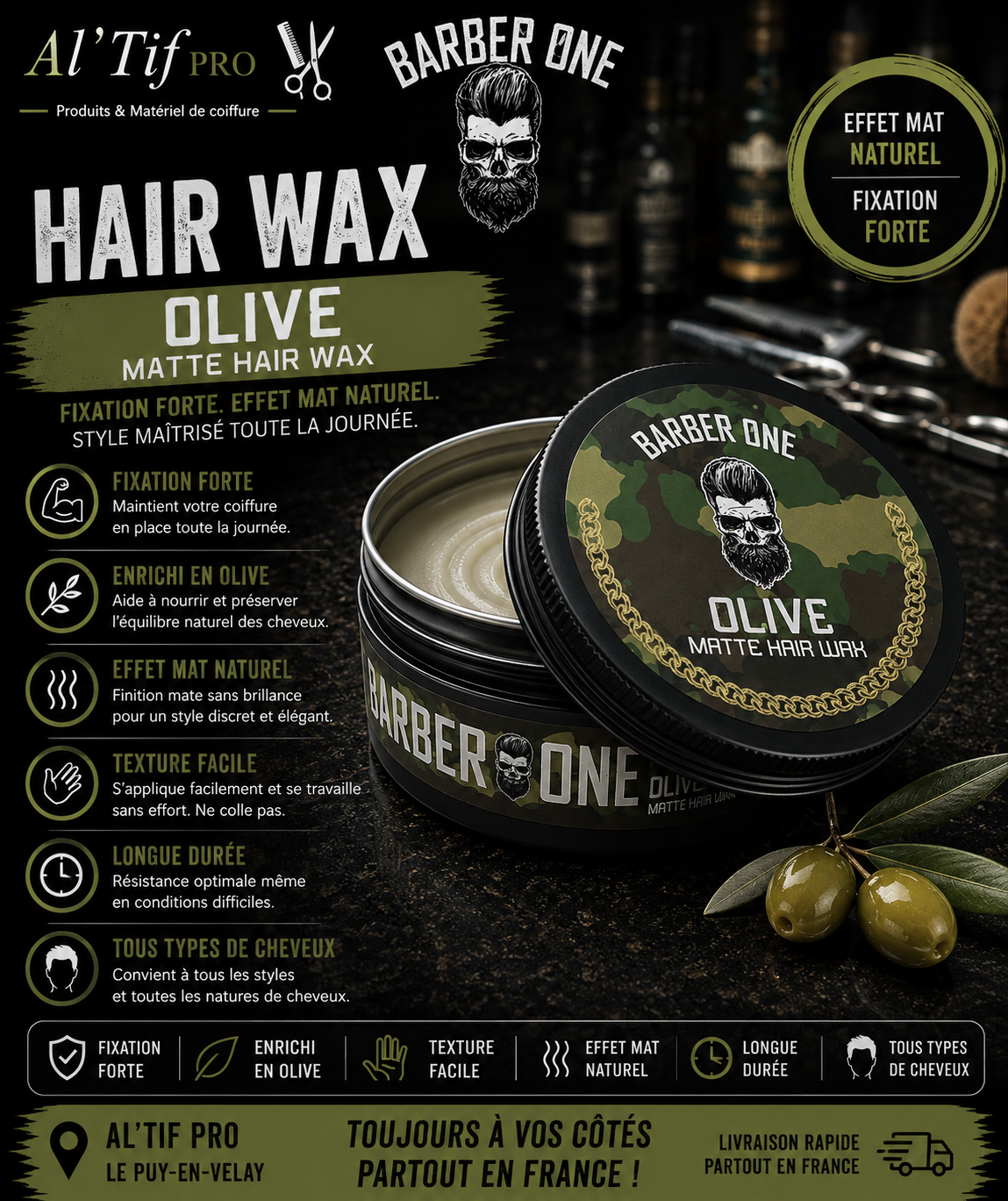 x24 Barber One OLIVE MATT HAIR WAX