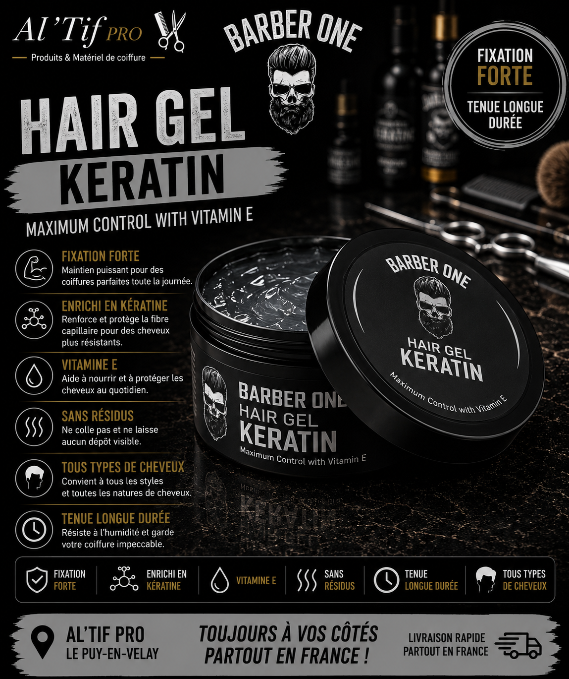 x24 BARBER ONE HAIR GEL KÉRATINE