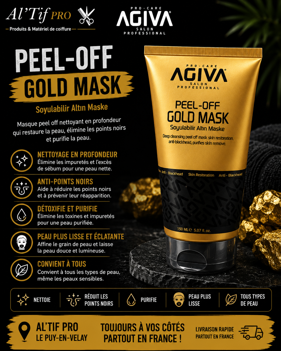 x12 AGIVA Peel-Off Gold Mask – 150 ml