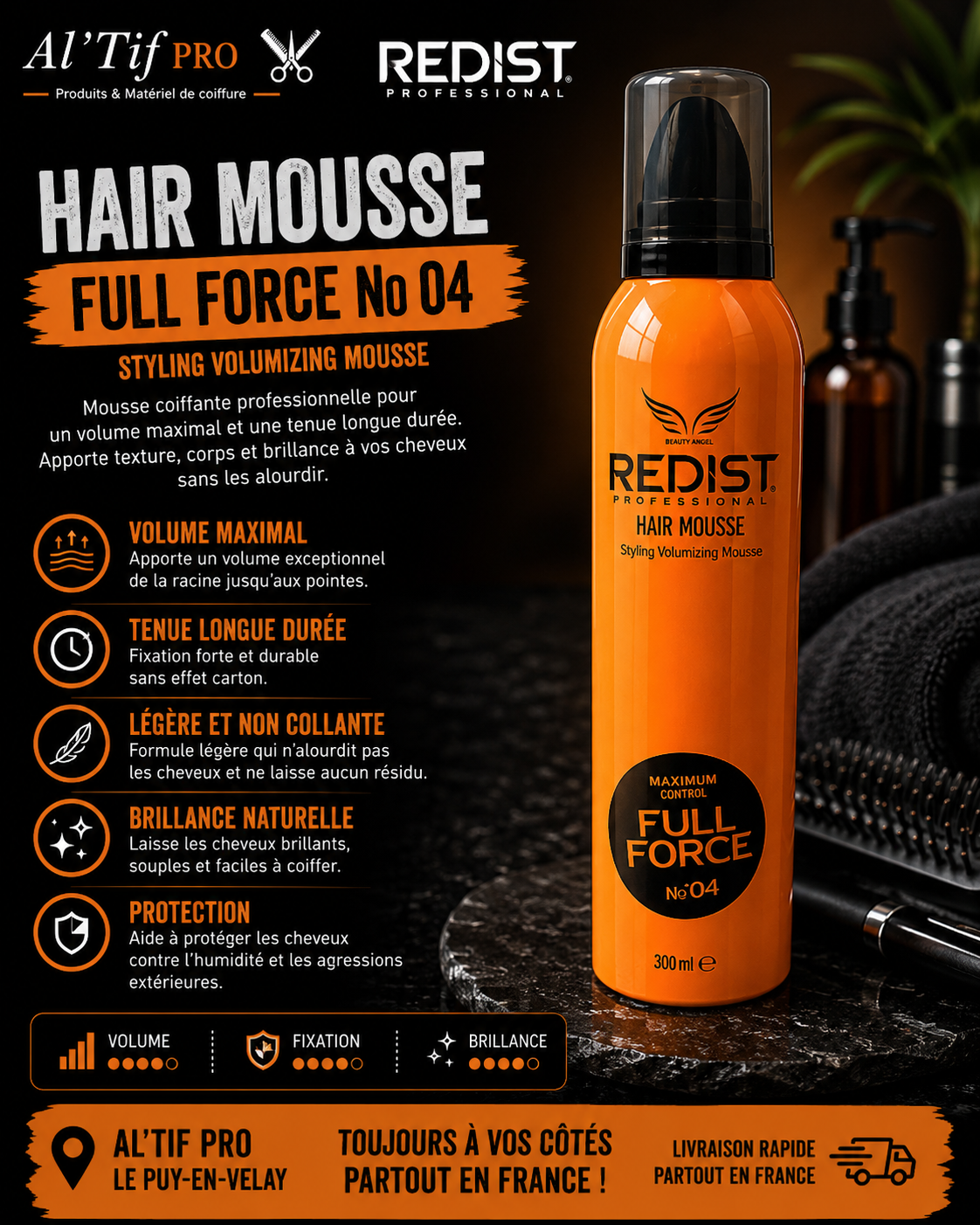 x12 REDIST Hair Mousse Full Force N°04 – 300 ml